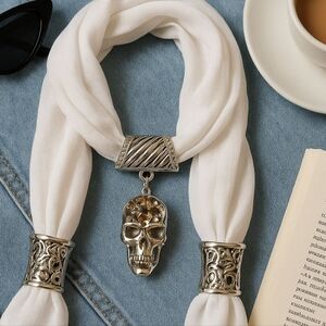 Nwt Bling SKULL Jewelry Scarf White